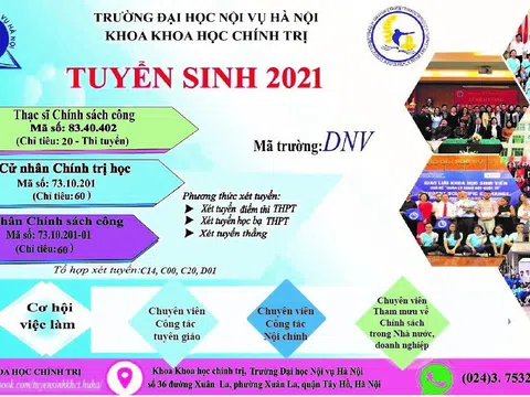 Ngành Chính trị học thuộc trường Đại học Nội vụ Hà Nội đáp ứng nhu cầu nguồn lực và xu thế phát triển của thời đại