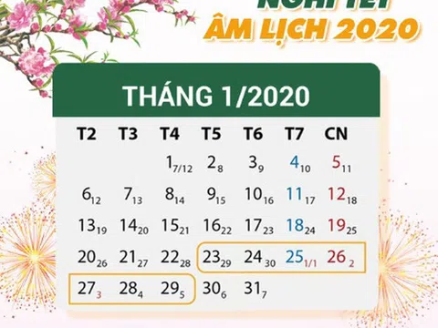 Lịch nghỉ Tết Nguyên đán Canh Tý 2020 chính thức chuẩn nhất