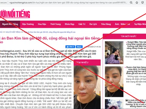 Cần làm rõ trang tin chui “Báo Người Nổi Tiếng” đăng sai thông tin xúc phạm danh dự Ca sĩ Đan Kim