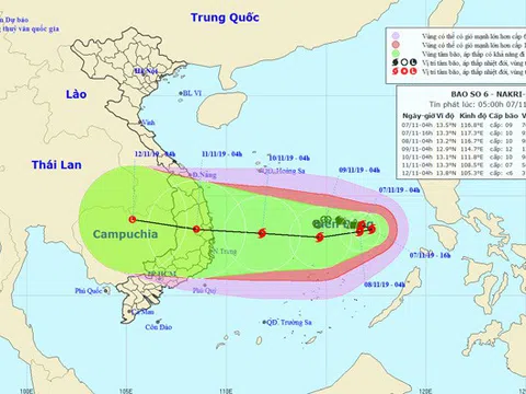 Bão số 6 hướng vào đất liền, gió giật cấp 12, Bắc Bộ sáng sớm và đêm trời rét, Trung Bộ - Nam Bộ mưa dông vài nơi