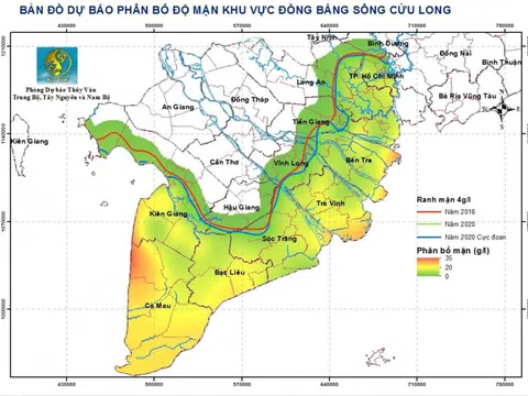 Xuất hiện xâm nhập mặn cao nhất trên sông Cửu Long từ 11-15/2